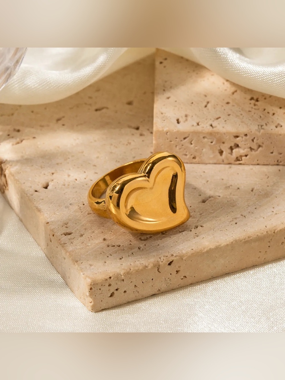 Gold Heart Statement Ring - Women Jewelry